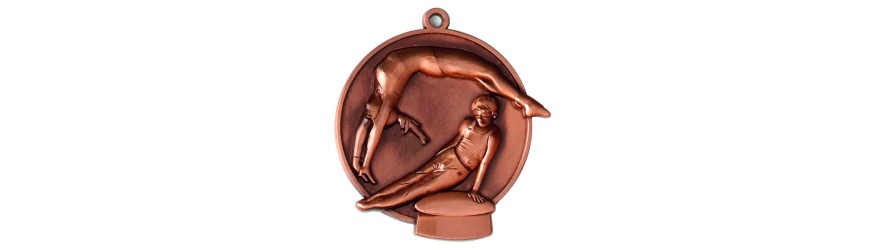 ROUND GYMNASTIC MEDAL 45MM  - AVAILABLE IN GOLD OR SILVER 